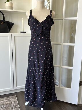 & Other Stories Floral Ruffle Black Maxi Dress